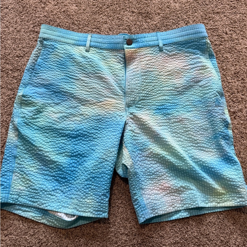 Original Penguin Aqua Textured Shorts
